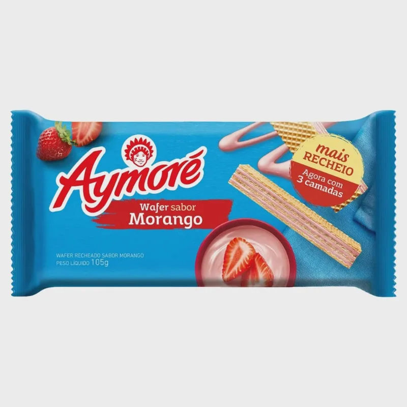 Biscoito Aymoré Waffer Morango 105g