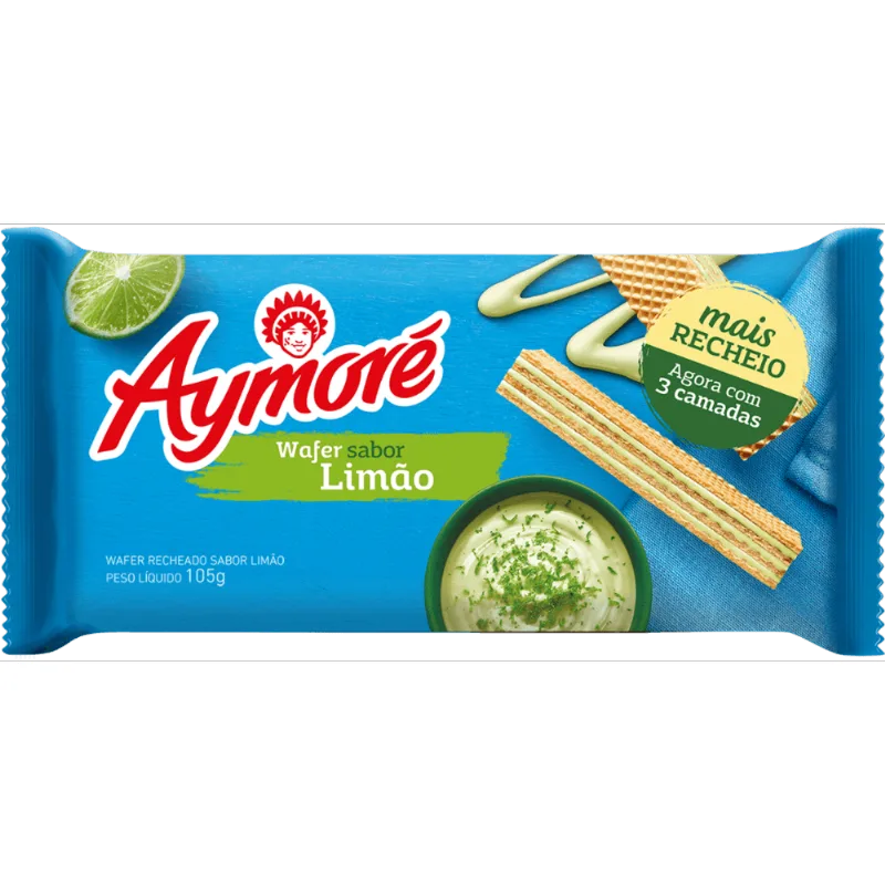 Biscoito Wafer Recheio Limão Aymoré Pacote 105g