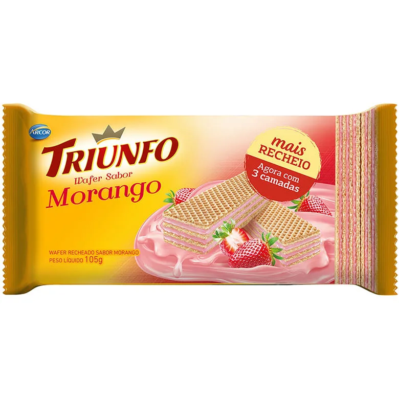 Biscoito Triunfo Wafer Morango 105g - Triunfo - Mercearia