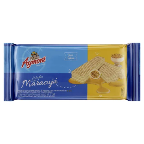 BISCOITO WAFER RECHEIO MARACUJÁ AYMORÉ PACOTE 115G - AYMORE
