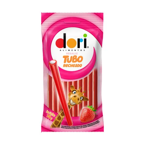 Bala Regaliz Dori 70g Tubo Rech Morango - DORI - Mercearia