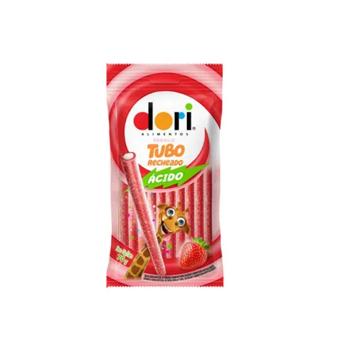 Bala Regaliz Dori 70g Tubo Rech Acido Morango - DORI - Mercearia