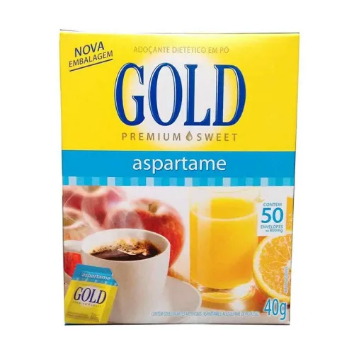 Adoçante De Aspartame Com 50 Envelopes Gold - GOLD - Mercearia