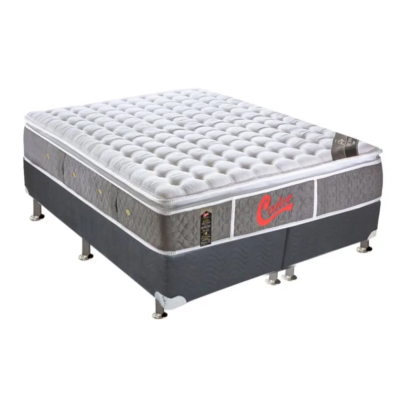 Conjunto Box-ColchãoCastor Pocket Oxygen + Cama Queen 158 - Castor - Móveis