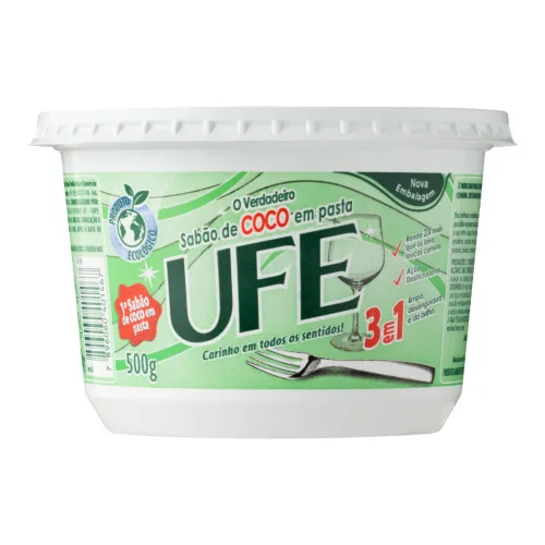 Sabão Em Pasta Coco Ufe Pote 500g - UFE - Higiene E Beleza