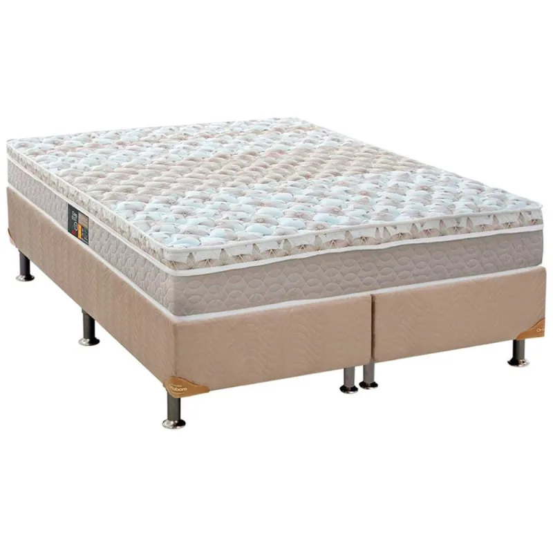 Cama Box Queen: Colchão Molas Ensacadas Castor Pocket Class + Base crc Suede Clean(158x198) - Castor - Móveis