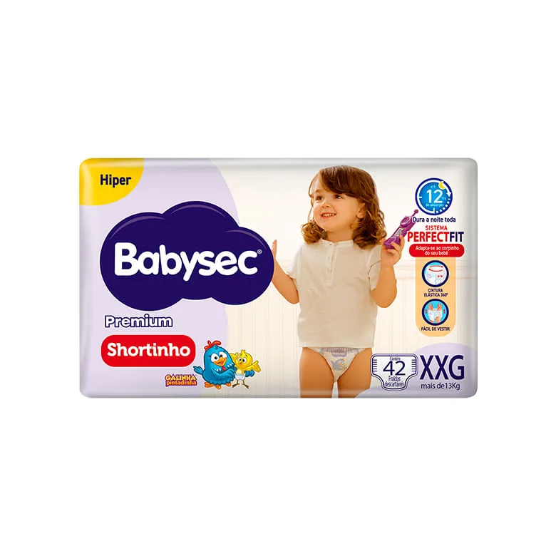 Fralda Babysec Shortinho Premium Hiper Xxg com 42un - Babysec - Higiene E Beleza