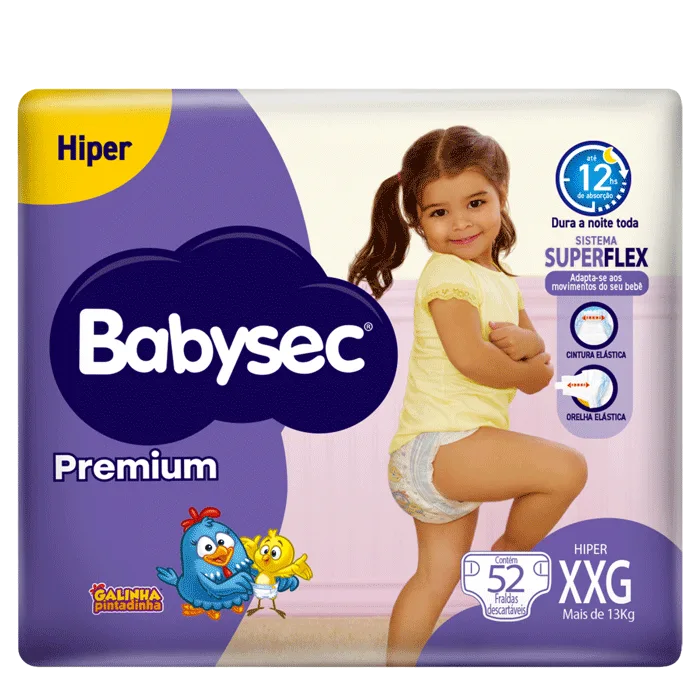 Fralda Babysec Premium Galinha Pintadinha XXG 52 Unidades - Babysec - Fraldas