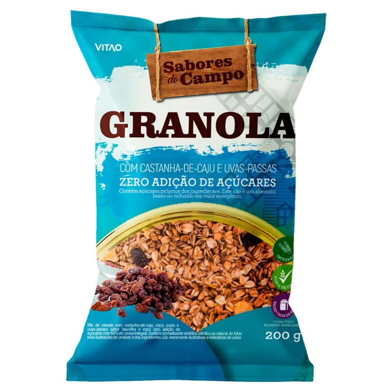 Granola Vitão Sabores do Campo Zero Adição de Açúcares Pacote 200g