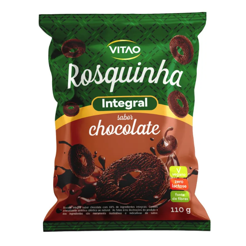 Biscoito Rosquinha Vegano 50,3% Integral Chocolate Vitao Pacote 110g