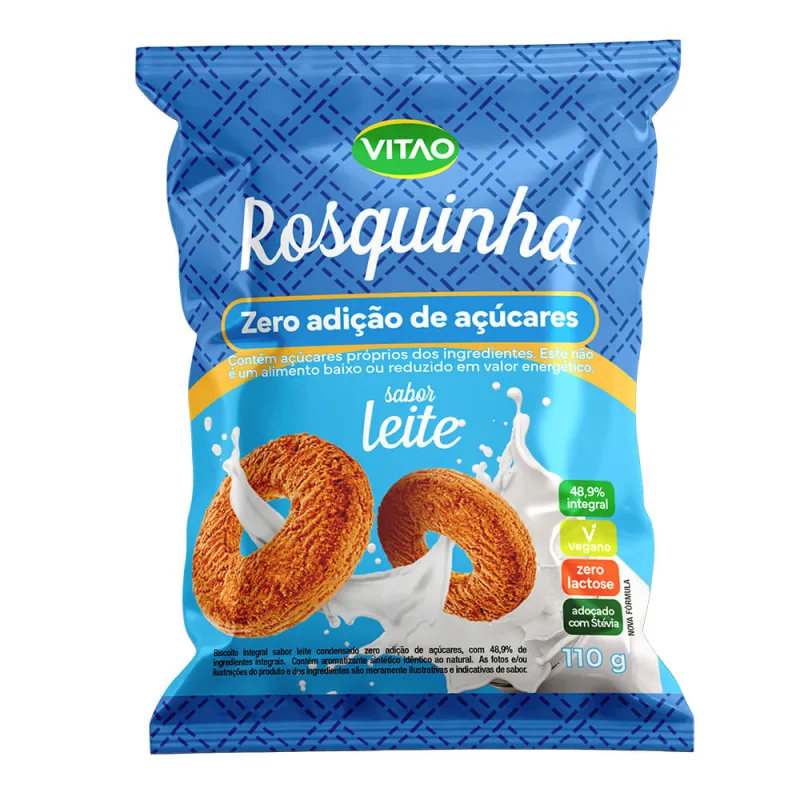 Biscoito Rosquinha Vegano 48,9% Integral Leite Condensado sem Adição de Açúcar Vitao Pacote 110g - Vitao - Viver Bem
