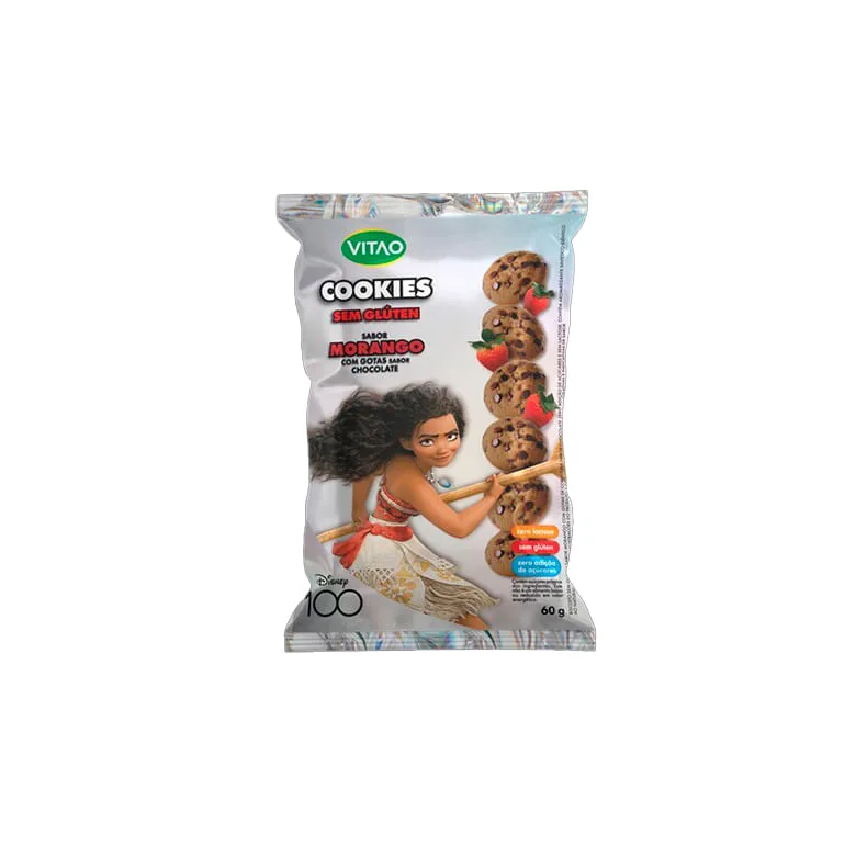 Cookies Vitao Disney Zero Adição Açucar Morango com Gotas Chocolate 60g - Vitao - Mercearia