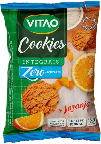 Biscoito Cookie Integral Laranja Zero Açúcar Vitao Pacote 150g - VITAO - Mercearia