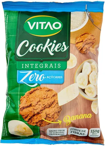 Biscoito Cookie Integral Banana Zero Açúcar Vitao Pacote 150g - VITAO - Mercearia