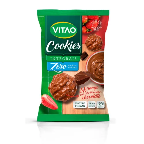 Cookies Integrais Diet De Morango Coberto Com Chocolate Escuro Vitao 150g - VITAO - Mercearia