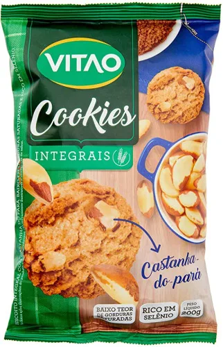 Biscoito Cookie Integral Castanha Do Pará Vitao Pacote 200g - VITAO - Mercearia