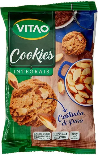 Biscoito Cookie Integral Castanha Do Pará Vitao Pacote 80g - VITAO - Mercearia