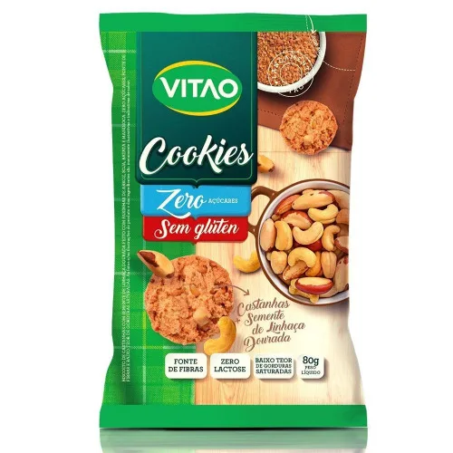 Cookies Vitao Zero S Glutem Cast Linhaca 80g - VITAO