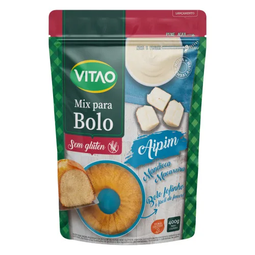 MIX PARA BOLO AIPIM SEM GLÚTEN ZERO LACTOSE VITAO POUCH 400G - SEM GLUTEN - Mercearia