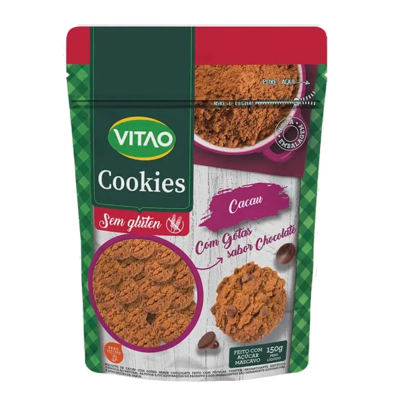 Cookies Vitao s/ Glúten Cacau 120g - Vitao - Saudáveis