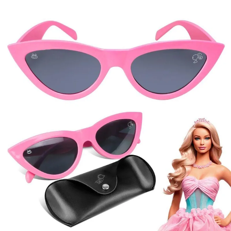 Oculos Sol Infantil Rosa Barbie Protecao + Case Vintage Original Verao Criança Presente Pink Praia