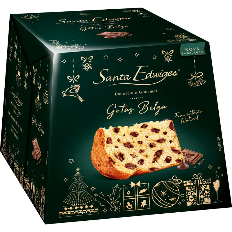 Panettone Gotas de Chocolate Belga Santa Edwiges 400g Fermentação Natural