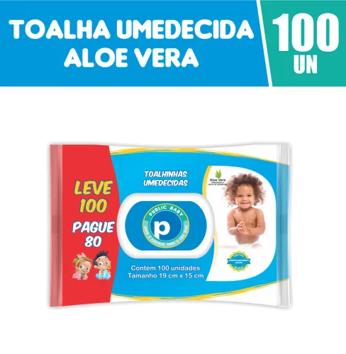 Toalha Umedecida Aloe Vera Lv100 Pg80 600g Public - PUBLIC - Higiene E Beleza