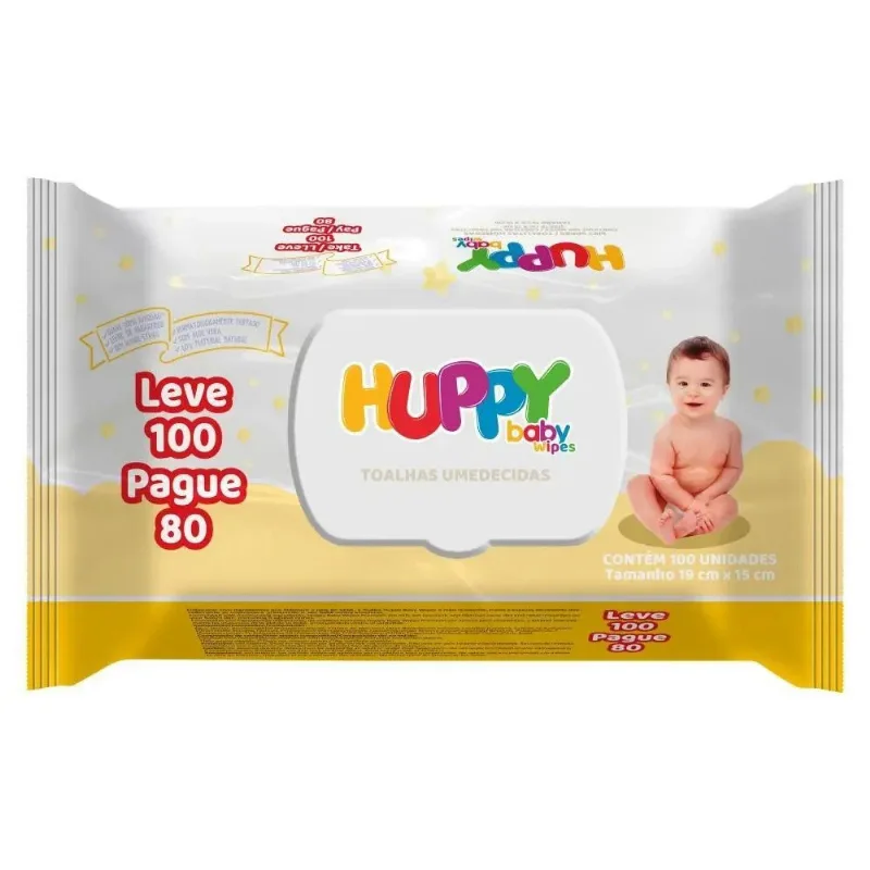 Toalha Umedecida Huppy Baby Wipe 100 folhas 80 unidades