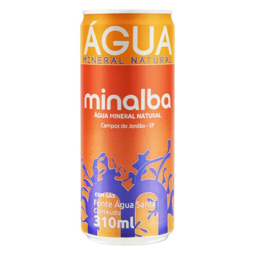 ÁGUA MINERAL NATURAL COM GÁS MINALBA LATA 310ML - MINALBA - Bebidas