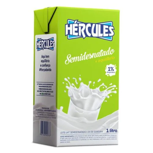 LEITE LONGA VIDA SEMI DESNATADO HÉRCULES 1 LITRO - HERCULES