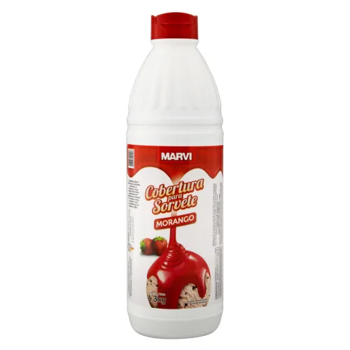 Cobertura Para Sorvete Morango Marvi Squeeze 1,3kg - SQUEEZE - Mercearia