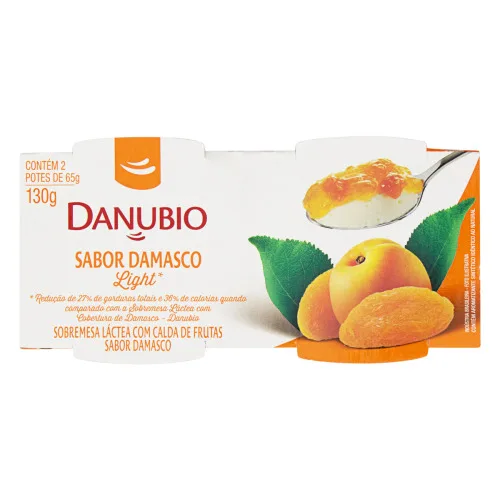 Sobremesa Láctea Damasco Light Danubio Caixa 130g 2 Unidades - DANUBIO - Mercearia