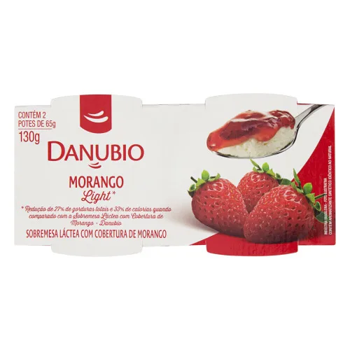 Sobremesa Láctea Morango Light Danubio Caixa 130g 2 Unidades - DANUBIO - Mercearia