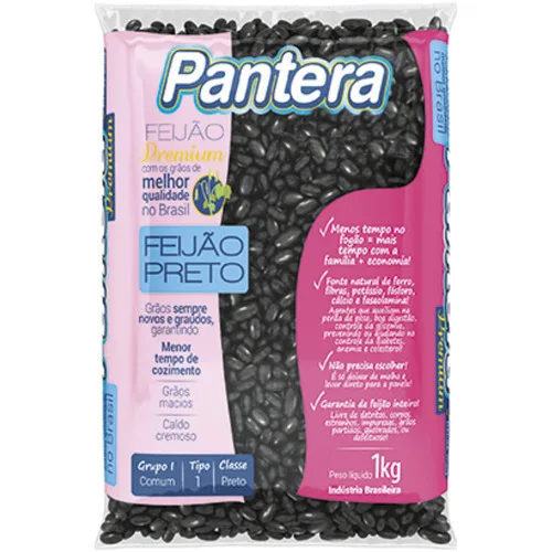 Feijão Preto Tipo 1 Pantera Pacote 1kg - PANTERA