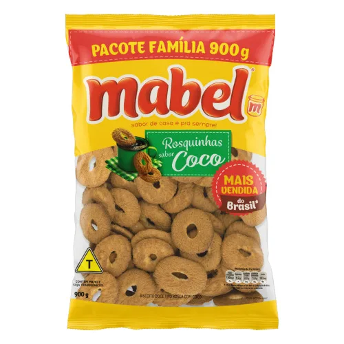 BISCOITO ROSQUINHA COCO MABEL PACOTE 900G TAMANHO FAMÍLIA - MABEL