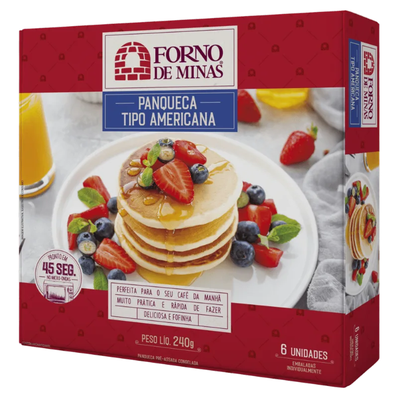 Panqueca Americana Forno de Minas Caixa 240g 6 Unidades