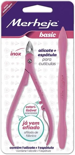Alicate De Cuticula Merheje Basic Rosa - MERHEJE - Perfumaria