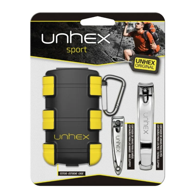 Estojo + Cortador de Unhas Unhex Sport Preto e Amarelo - UNHEX
