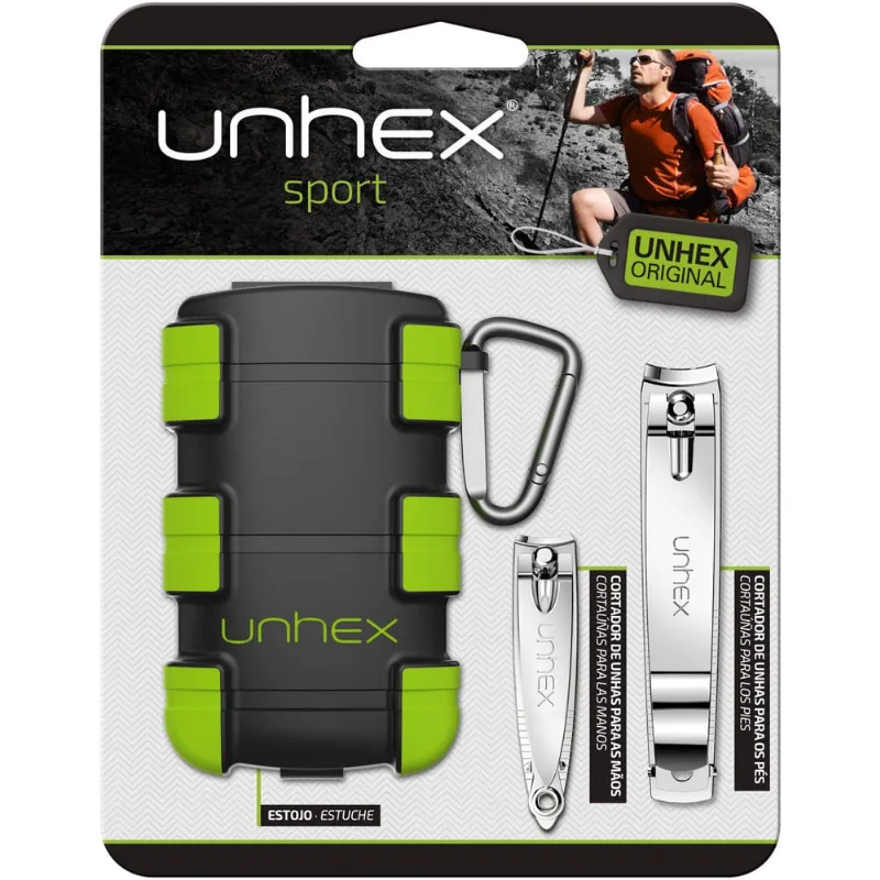 Kit Cortadores de Unhas Sport Estojo Verde Limão Unhex Portátil Higiênico Estojo Unhex Sport 01 - Cortadores mãos e pés - Verde Limão