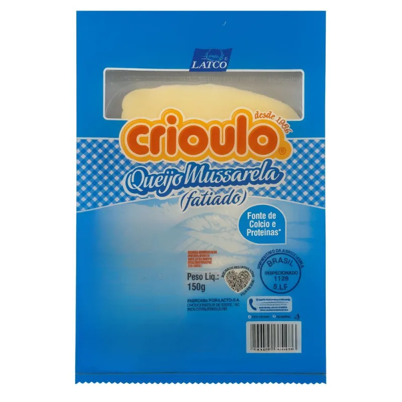 Qj Crioulo Mussarela 150g Fatiado - CRIOULO - Frios E Laticínios