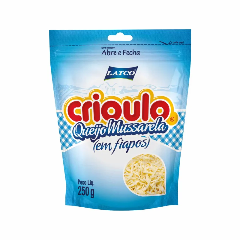 Queijo Mussarela em Fiapos Crioulo 250g - Crioulo - Frios E Laticinios