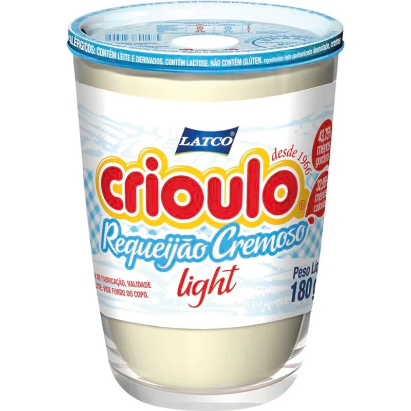 Requeijão Cremoso Crioulo Light 180g