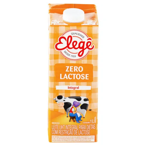 Leite Uht Integral Zero Lactose Elegê Caixa Com Tampa 1l - ELEGE - Bebidas