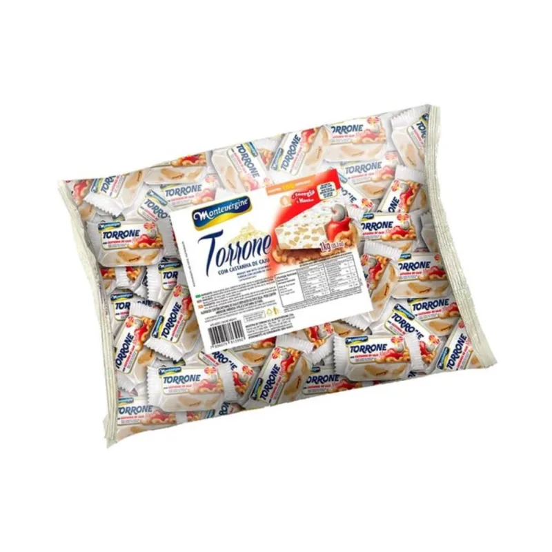 Torrone Mini Castanha Caju Montevérgine c/ 100un 1Kg