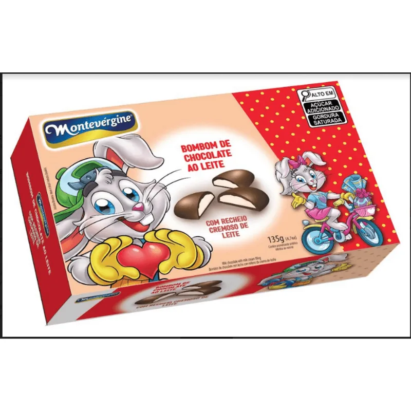Caixa de Bombom Meio Ovo Recheado Sabor Leite Montevergine 135g