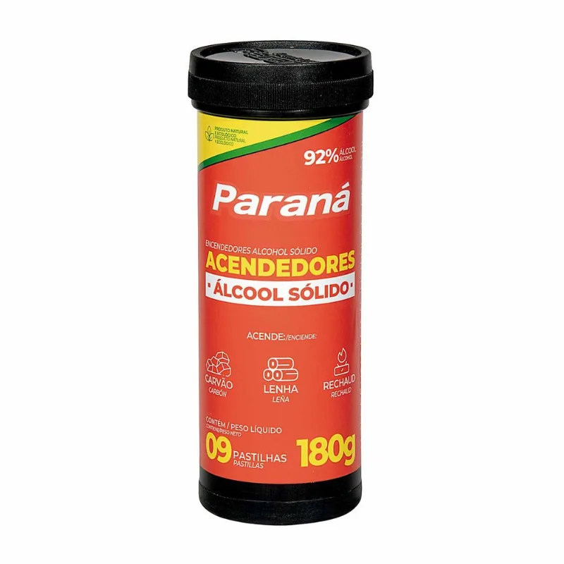 Acendedor Álcool Sólido Paraná 180g 9 Unidades