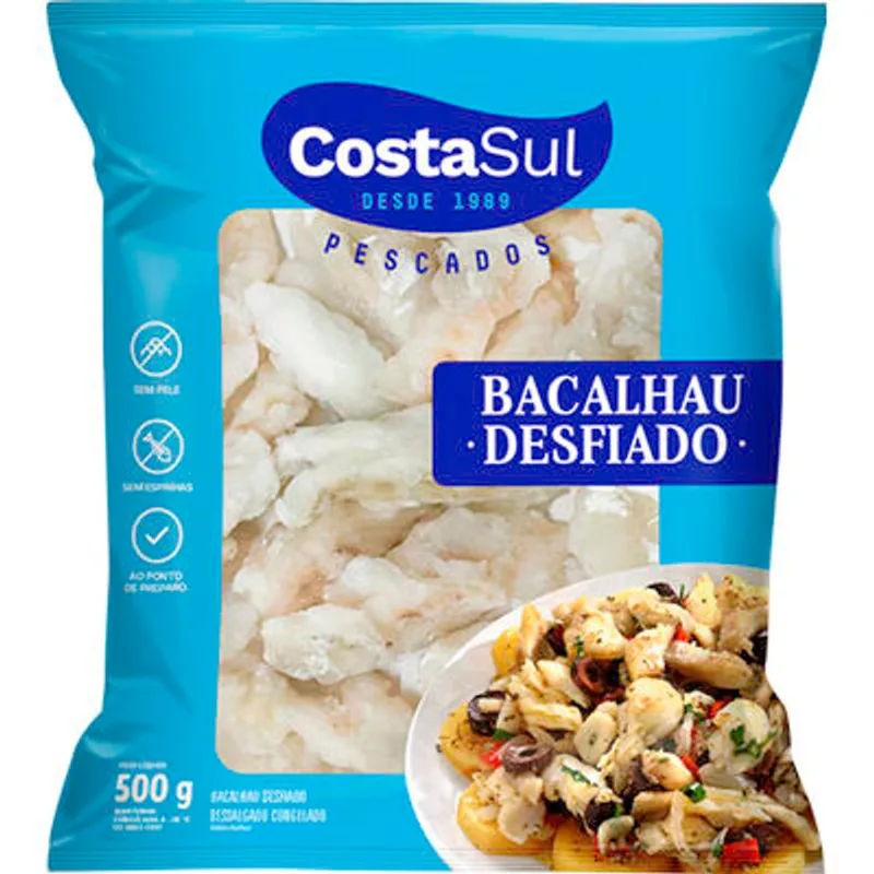 Bacalhau Desfiado Costa Sul Congelado 500g