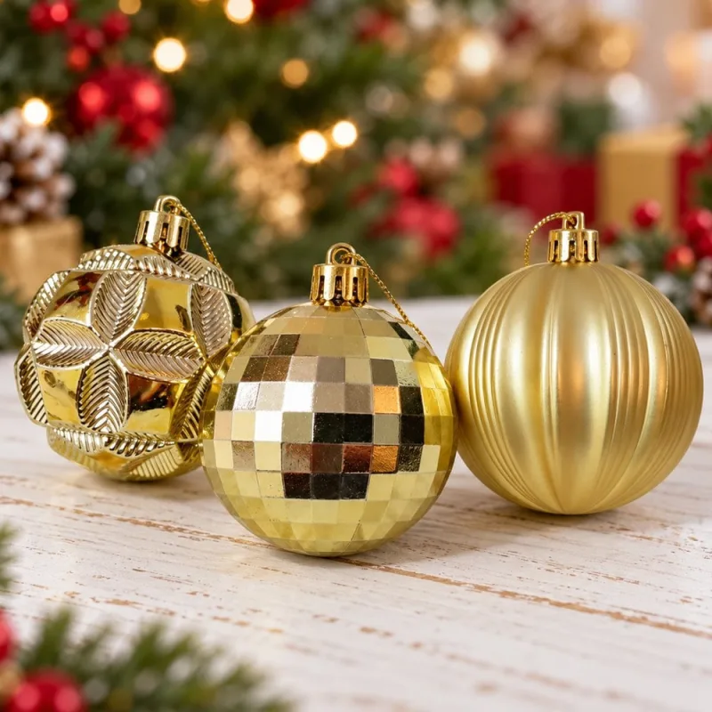 Bolas Dourada Natalina Enfeite Texturada Decoração 6cm B - 20 Peças - Genérico - Natal