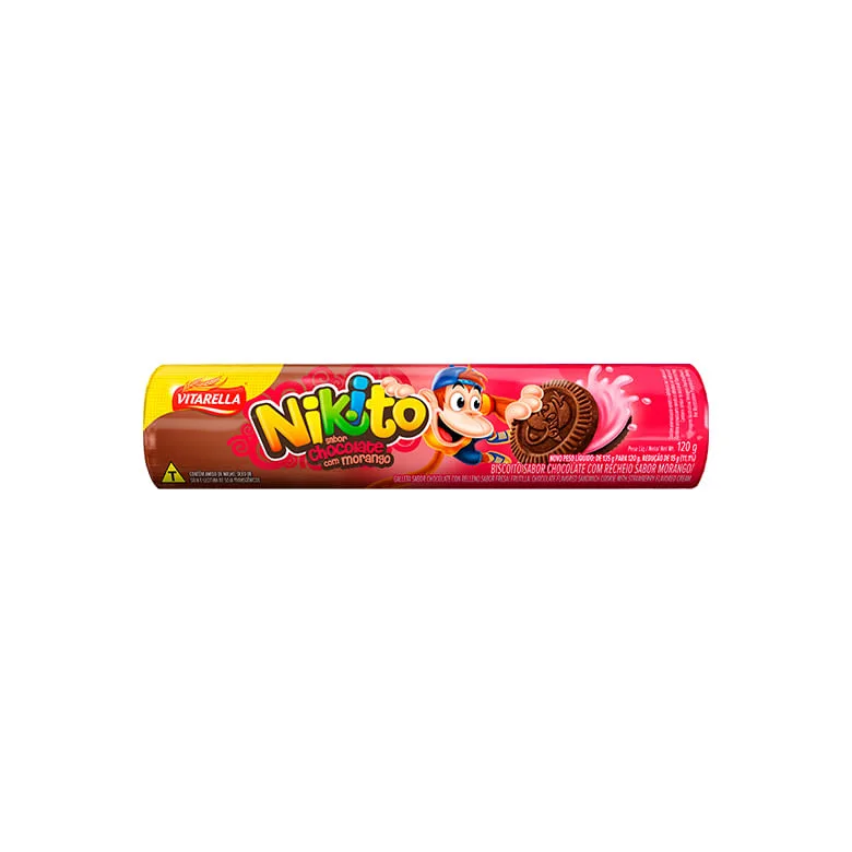 Biscoito Nikito Recheado Chocolate com Morango 120g - Nikito