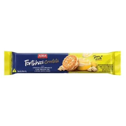 Biscoito tortinhas Crostata sabor Chocolate Branco com geleia de limão siciliano 80g - Adria - Adria